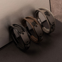 Bracelet multi-couches pour homme avec croix de Jésus, fermoir magnétique, bijou religieux chrétien vintage, cadeau