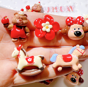 Декоративные элементы из смолы: кабошоны в форме медведя, лошади, деревянные фигурки, для дизайна ногтей, аксессуары для рукоделия, заколки для волос, украшения для чехлов для телефонов - Product Image 1