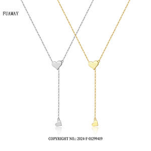 פומיי סטרלינג כסף 925 שרשרת קסם לב פשוטה עם כדור הזזה מתכווננת סיליקון מרופדת החלקה אהבה שרשרת לב - Product Image 1