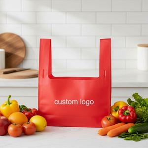 Sac fourre-tout promotionnel personnalisé en PP non tissé écologique, style gilet, avec poignée intégrée et motif géométrique - Product Image 1