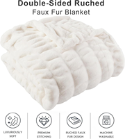 Plaid en fausse fourrure de lapin double face, froncé, couleur menthe, luxueux, doux, réversible, effet bulle simple, lesté, type vison