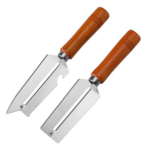 Nouveauté : Éplucheur en acier inoxydable avec manche en bois, durable, tranchant, <span class=keywords><strong>ergonomique</strong></span>, pour éplucher les fruits et légumes, idéal pour la cuisine à domicile - Product Image 4