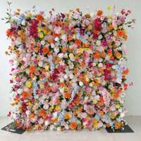 8x8ft Soie À La Main Rose Mur Fleur Artificielle 3D Mur Décor Mur Rouleau Panneau pour Mariage Noël Saint Valentin