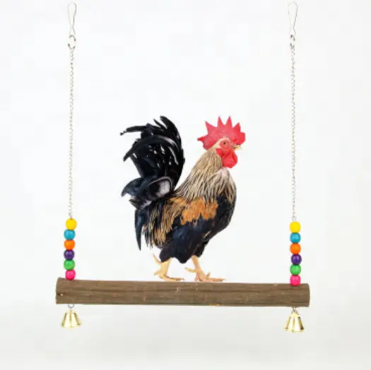 Wood Chicken Perch Bird Ladder Swing Toys Grinding Chewing Toys for Hens Coop Parrots