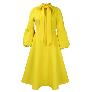 ZHEZHE 2024 primavera nuevo vestido Formal de fiesta elegante <span class=keywords><strong>para</strong></span> damas falda grande dobladillo pajarita cintura alta mangas de burbuja encaje con lentejuelas - Product Image 3