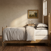 Cadre de lit double en chêne massif de style campagnard américain haut de gamme, mobilier de chambre rétro antique, lit rustique pour suite parentale haut de gamme