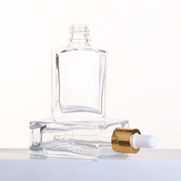 Flacons compte-gouttes en verre transparent carrés pour cosmétiques, 15 ml, 20 ml, 30 ml, 100 ml, flacons compte-gouttes rectangulaires en verre pour huiles essentielles