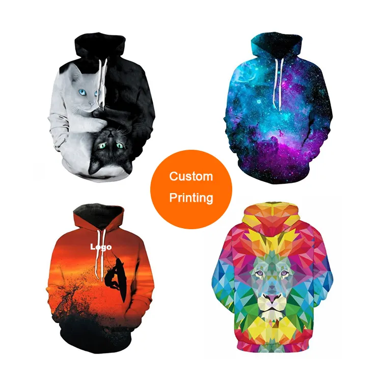 Custom Print 3D Sweatshirt Grafische Kleurrijke Dye Sublimeren 100% Polyester Spandex Lichtgewicht Trui Hoodie Voor Mannen Vrouw