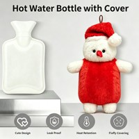 Bouteille d'eau chaude en peluche bonhomme de neige pour l'hiver, avec housse, pour réchauffer les mains, remplissable, mignonne, coffret cadeau de Noël