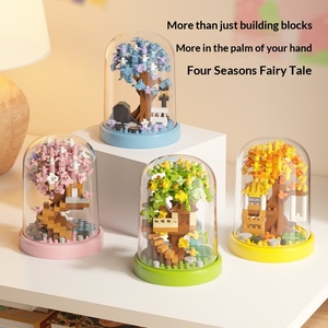 Nouvelle série Quatre Saisons, maison d'arbre en fleurs de cerisier vert ombragé, jouet éducatif pour enfants, blocs de construction en plastique <span class=keywords><strong>ABS</strong></span> pour filles - Product Image 2