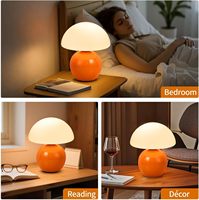 Lampe de table TSINYE avec prise US AU EU, base en céramique, lampe de chevet à intensité variable, chambre à coucher, bureau, salon, couleur orange