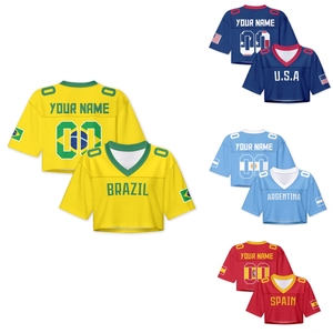 Maillots de football personnalisés pour femmes, respirants, antibactériens, à col en V, à manches courtes, imprimés par transfert thermique, séchage rapide - Product Image 1