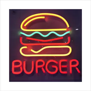 Hot Sale Printing 3D Outdoor Flexible Hamburger Acrylic LED NeoN Sign Letters Bar Decor Advertising Custom Neon Sign