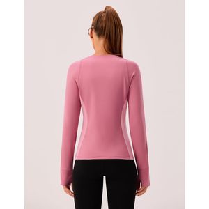 Haut de sport ajusté à manches longues pour femme FOXA, en polyester uni, pour la gym, le yoga, la course à pied et l'entraînement, design sans couture - Product Image 6