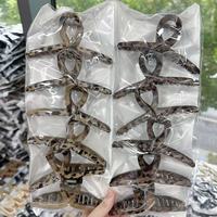Nouvelles Pinces à Cheveux Grandes et Élégantes en Acrylique Noir Motif Léopard pour Femmes et Filles, Grandes Pinces Requin Cœur, Accessoires Cheveux