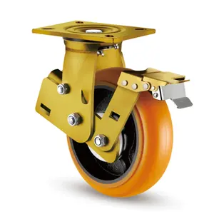 Super heavy duty Shakeproof caster with double spring, American type Quakeproof caster wheels shock absorbing and brake