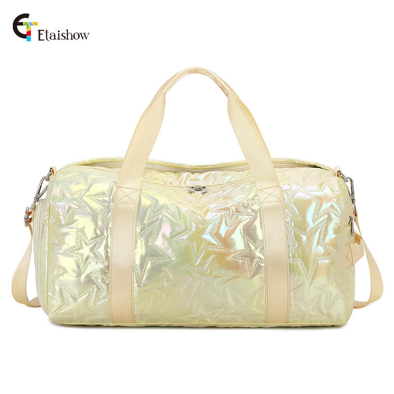 Gold yellow glitter star travel bag