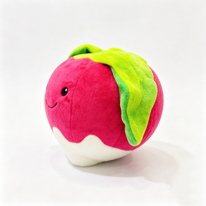 Almohada de Peluche de Rábano Personalizada, Adorable Peluche con Forma de Vegetal con Cara Sonriente y Hojas Verdes, Rábano Rojo Suave y Esponjoso - Product Image 5