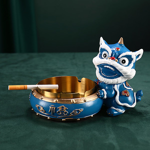 Cendrier créatif avancé en forme de lion, en résine époxy sculptée, doublure facile à nettoyer, tendance de la personnalité pour la maison/le salon, ornement de bureau - Product Image 2