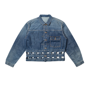 <b>Men's</b> Denim <b>Jacket</b> With Hole Decoration Washed Cotton <b>Casual</b> Style Turn-down Collar Regular Fit Autumn Wear - Product Image 2