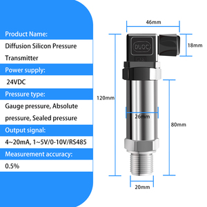 ウォルタ WRT-131 小型 IP65 油圧差圧トランスミッター 4-20mA 0-10V RS485 ディフューズドシリコン 0-60MPa ステンレス鋼 - Product Image 2