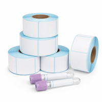 Rouleaux de papier autocollant personnalisés pour emballage de pots de peinture, seaux métalliques, bouteilles, avec impression de logo blanc brillant et imperméable en vinyle