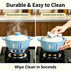 Marmite à soupe en céramique 6,5 L, revêtement antiadhésif de qualité alimentaire, résistante à la chaleur, design minimaliste pour <span class=keywords><strong>cuisinière</strong></span> à gaz, ensemble d'ustensiles de cuisine - Product Image 3