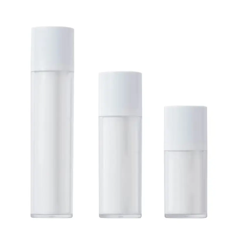 Custom 15ml 30ml 50ml cosmetic double wall rotate twist silver sreum lotion airless pump bottle