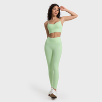 Soutien-gorge de sport pour femme, effet seconde peau, dos en U, bretelles spaghetti, maintien élevé, sans couture, respirant, anti-humidité, pour yoga, gym, fitness, logo personnalisé