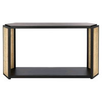 Meubles de salon Combohome Table console rectangulaire de couloir en bois et rotin design moderne