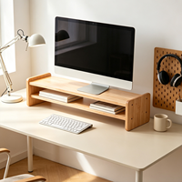 Support d'écran à deux niveaux en bois massif personnalisé |   Étagère double niveau ergonomique pour écran d'ordinateur |   Organisateur de rangement de bureau
