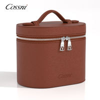 Sac de toilette de luxe COSSNI avec logo personnalisé en cuir véritable, grande capacité, organiseur de maquillage de voyage, trousse de toilette pour femmes