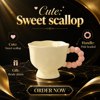 Tasse à café en céramique à pied haut, cadeau d'anniversaire pour couple, fille, tasse à thé avec anse perlée rose pour la maison, la cuisine, le café