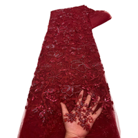 NI.AI 2026 Nouveau Tissu en Dentelle de Tulle Perlé à la Main et Brodé de Paillettes, Maille de Luxe Premium pour Robes de Mariage et de Soirée Africaines Asoebi