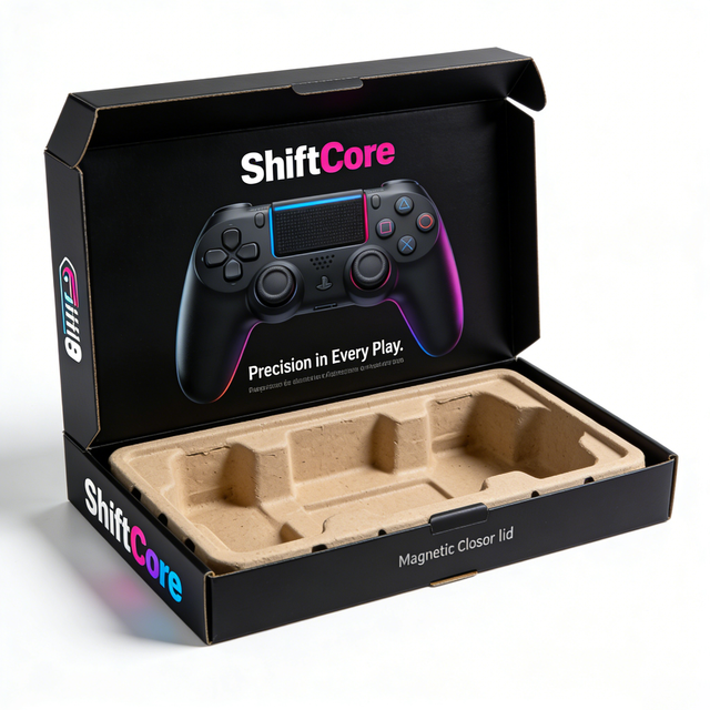 Corrugated Cardboard Game Controller Box Sturdy Packaging with Insert Stores Wired Gaming Pad for Safe Transit