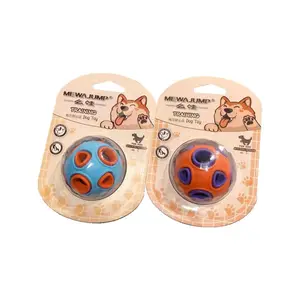Balles de chien rougeoyantes à double couche populaires cloche grinçante en caoutchouc allument la fuite de balle de chien intéressant amusant jouet interactif pour animaux de compagnie