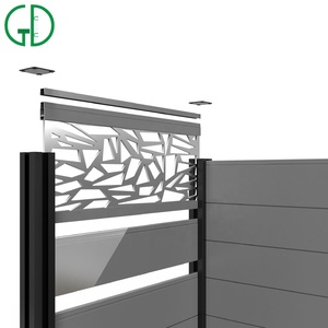 Clôture moderne 18 pieds, design de clôture en aluminium noir, clôture de jardin, confidentialité, <span class=keywords><strong>balcon</strong></span>, écran de piscine, <span class=keywords><strong>kit</strong></span> d'extérieur, 6 panneaux de clôture en aluminium noir - Product Image 4