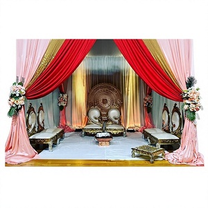 Sillas de Madera para Bodas al Aire Libre, Decoración Tradicional para Mandap, Sillas de Vidhi para Playa, Estilo Americano - Product Image 5