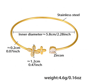 High-End Sieraden Roestvrij Staal Koraal Shell Kraal Open Armband 18K Verguld Mode Veelzijdige Hart Ster 5a Zirkoon Armband - Product Image 3