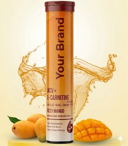OEM ACV 600mg with L-Carnitine 100mg Effervescent Tablets <b>Metabolism</b> and Weight Management Support, Mango Flavor 20 Tablet Pack - Product Image 1