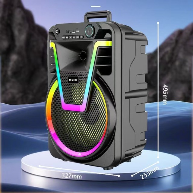 Factory Wholesale 12 Inches Portable Wireless Outdoor Trolley RGB LED Voice Control Home Theatre Karaoke Party Speaker TF FM AUX