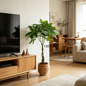 Faux Arbre à Monnaie <span class=keywords><strong>Pachira</strong></span> Porte-Bonheur en Pot Céramique, Plante Artificielle Réaliste avec Tronc <span class=keywords><strong>Tressé</strong></span> et Feuillage, Décoration Intérieure Longue Durée - Product Image 1