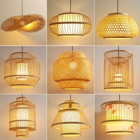 Lampes suspendues en rotin faites à la main, luminaire de plafond en bois, lanterne en bambou, luminaire suspendu pour la décoration de la maison