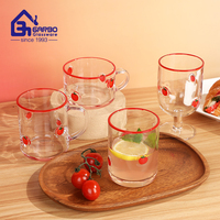 Verre à jus personnalisé Garbo en verre, motif tomate peinte à la main, avec bord rouge, 15 oz, pour décoration de fête à domicile