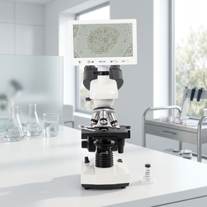Microscopio Digitale 1600X con Display LCD da <span class=keywords><strong>7</strong></span>/9 Pollici, Piattaforma Meccanica a Doppio Strato, Microscopio Biologico per Biologia - Product Image 2