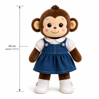 Peluche singe debout de 40 cm avec rembourrage en coton PP, tenue et chaussures personnalisables, jouet en peluche sur mesure OEM/ODM pour la vente en gros