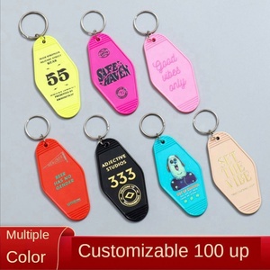 Custom Logo Color Material Promotional Blank Plastic Retro <b>Vintage</b> Motel Room Hotel Keychain with 52 Colors Gold/Silver <b>Key</b> Ring - Product Image 5