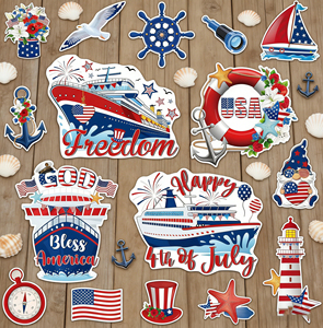 Imanes Decorativos para Puerta con Diseño de Crucero del 4 de Julio, Imanes para Refrigerador con Diseño de Barco <span class=keywords><strong>Americano</strong></span> para el Día de la Independencia - Product Image 1