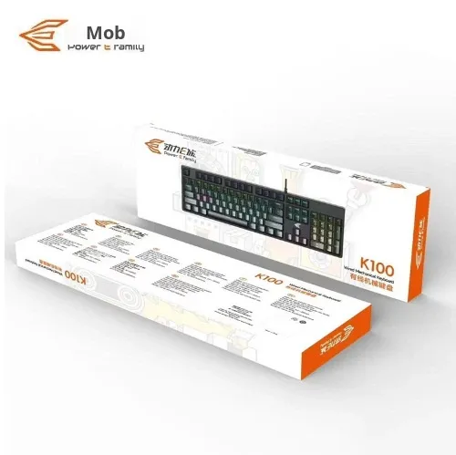 Power E Family K100 Full-Position Keys Wired Waterproof Gaming Mechanical Keyboard Green Axis Mixed Light for PUBG Business