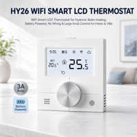 Termostato Inteligente WiFi con Pantalla LCD, Material PC+ABS Antiinflamable, Calefacción Hidrónica, Alimentado por Batería, para Control de Calderas
